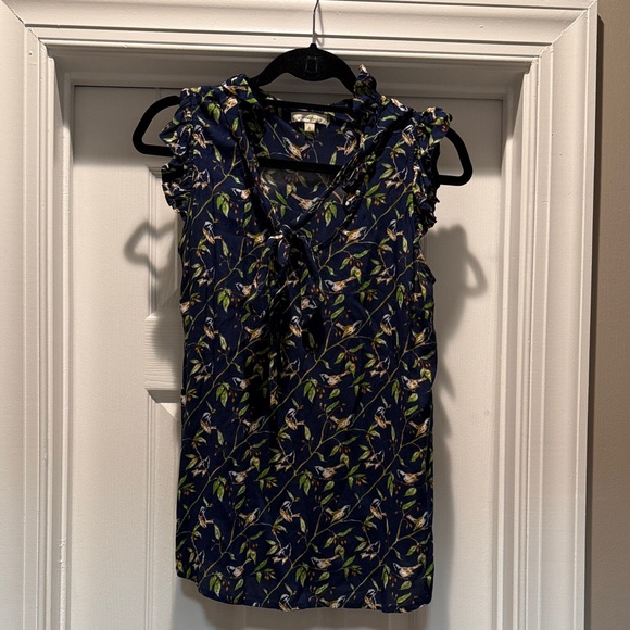 Navy Floral Sleeveless Blouse - Picture 1 of 1